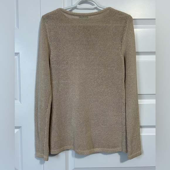 J. McLaughlin Beige Crewneck Sweater with Button Accents - Picture 2 of 8